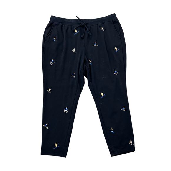 Lou & Grey for LOFT Black Multicolor Ski Terry Sweatpants Womens Plus 16 / 18 - Picture 2 of 7